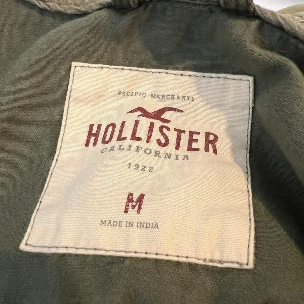 Vintage Y2K Hollister Army Jacket Hooded Bird Logo Utility Medium Bella Swan - Picture 11 of 15